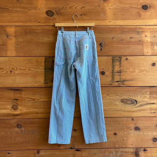0 - LYKKE WULLF Light Blue Railroad Stripe Carpenter Workwear Pants 0312IG