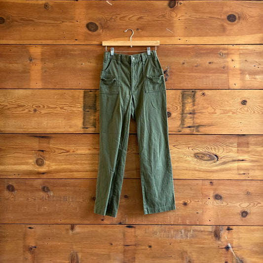 2 - LYKKE WULLF Army Green Straight Leg High Waist Cotton Pants 0312IG