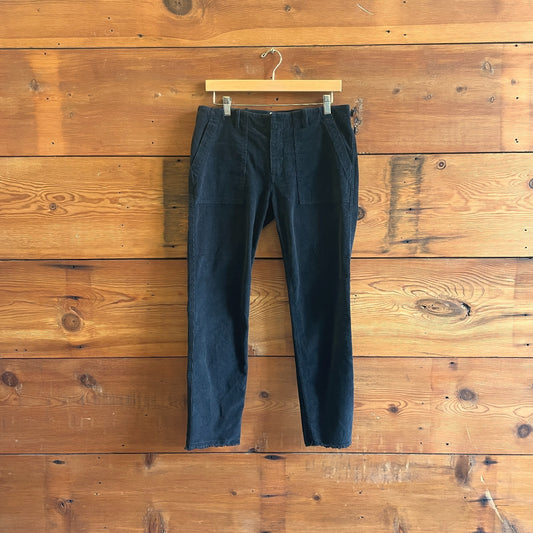 6 - Nili Lotan Black Corduroy Cotton Luna Frayed Hem Straight Leg Pants 0721DK