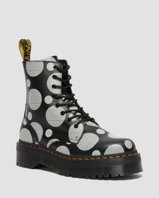 8 - Dr Martens $210 Black White Polka Dot Platform Jadon Boots NEW w/ Box 0425SV