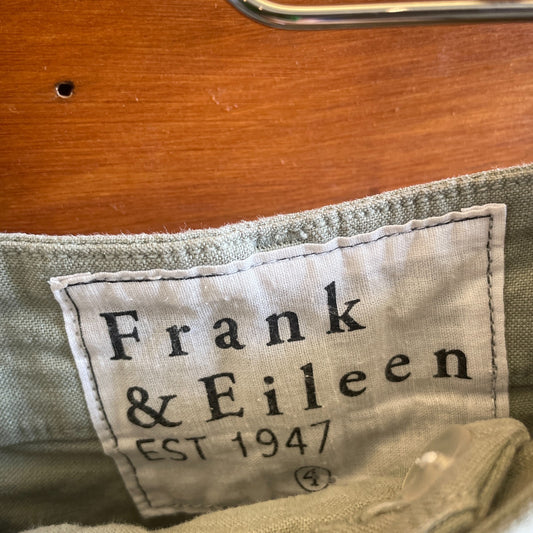 4 - Frank & Eileen Sage Green Kinsale Cotton Flax Frayed Hem Pants 0505MB
