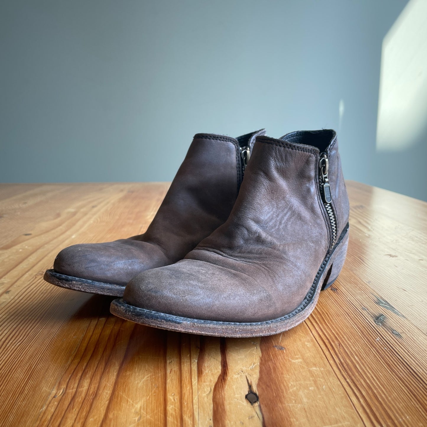 6.5 - Liberty Brown Leather Inara Distressed Women's Zipper Ankle Boots 0505MB