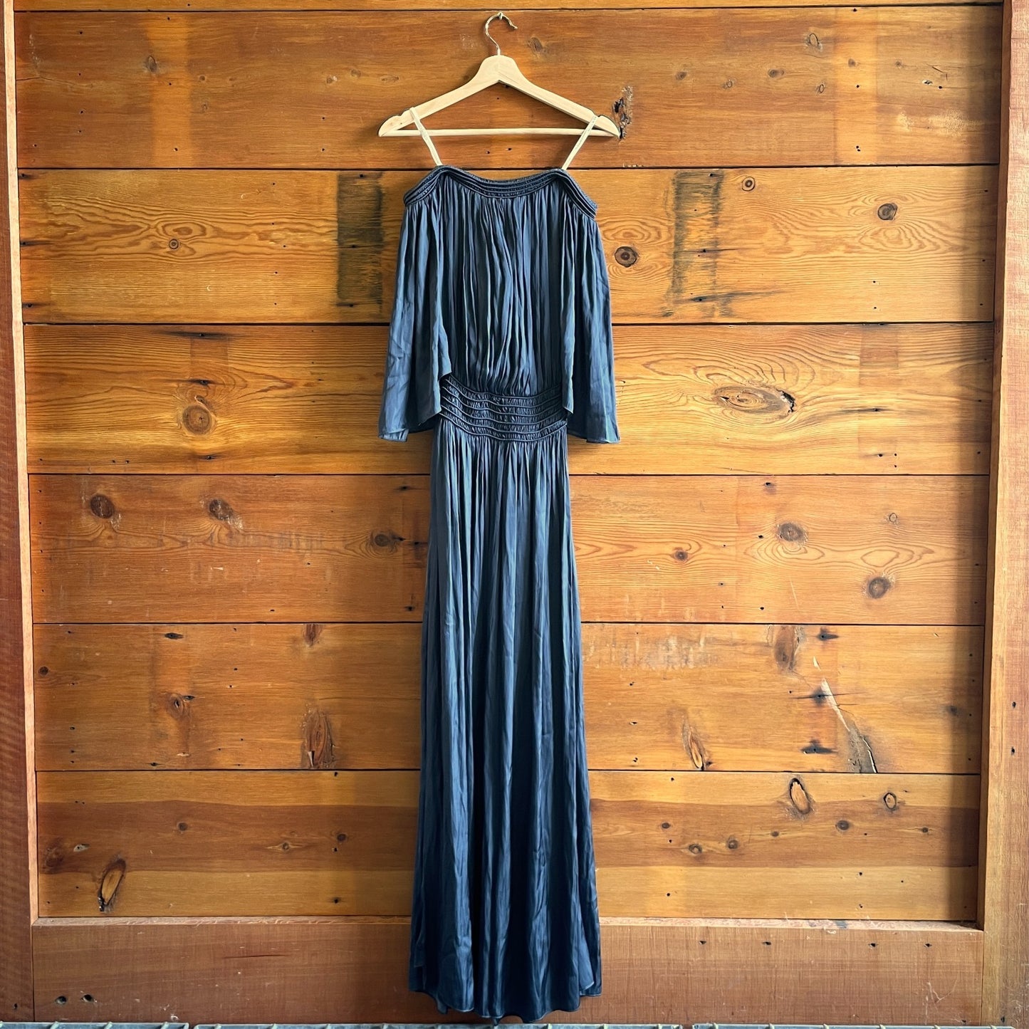 XS - Halston Heritage NEW $495 Navy Evening Collection Grecian Maxi Dress 0415AU