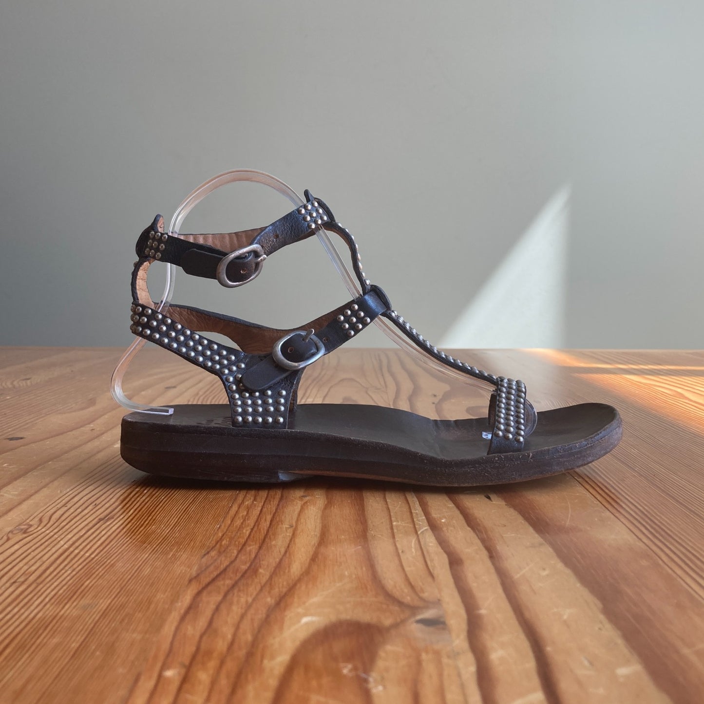 7.5 - Calleen Cordero Black Studded Leather Strappy Womens Sandals 0808BB