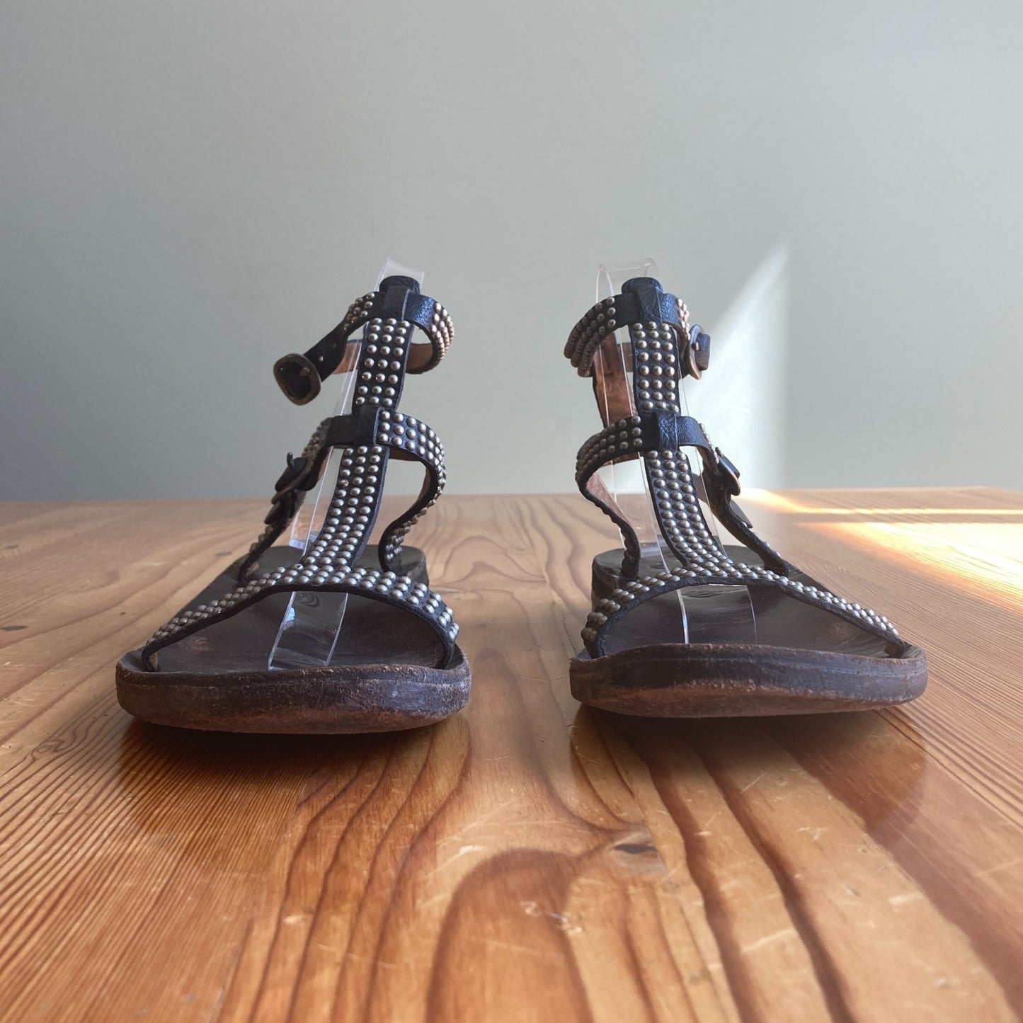 7.5 - Calleen Cordero Black Studded Leather Strappy Womens Sandals 0808BB