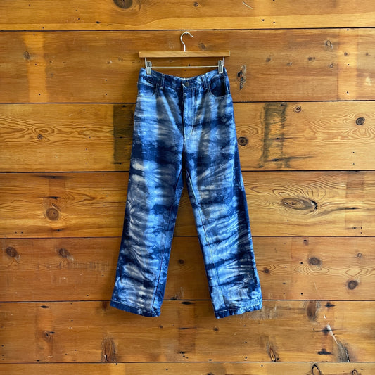 6 - Lykke Wullf Indigo Blue Tie Dye Workwear Carpenter Straight Leg Pants 0312IG