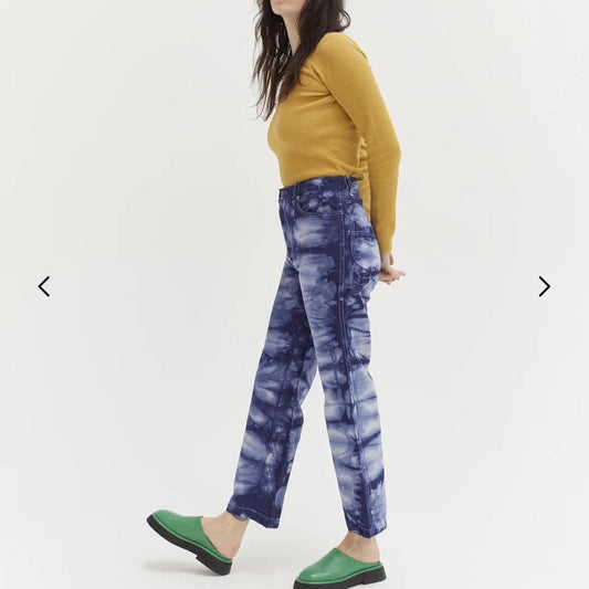 6 - Lykke Wullf Indigo Blue Tie Dye Workwear Carpenter Straight Leg Pants 0312IG