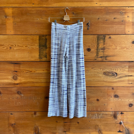 XS - Misha & Puff Purple White Striped Knit Wide Leg Pull-On Pants 0312IG