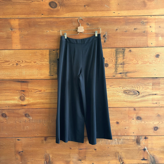 44 / L - Alessia Santi Black Italian Made Wide Leg Oversized Pocket Pants 1205DA