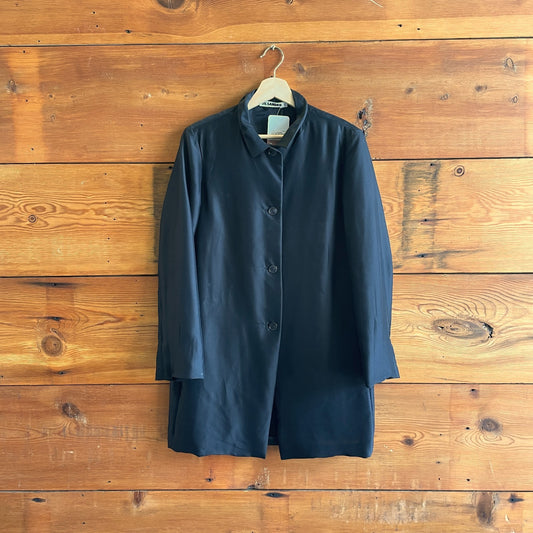 34 / S - Jil Sander Black 100% Silk Button Front Semi-Sheer Jacket 1205DA