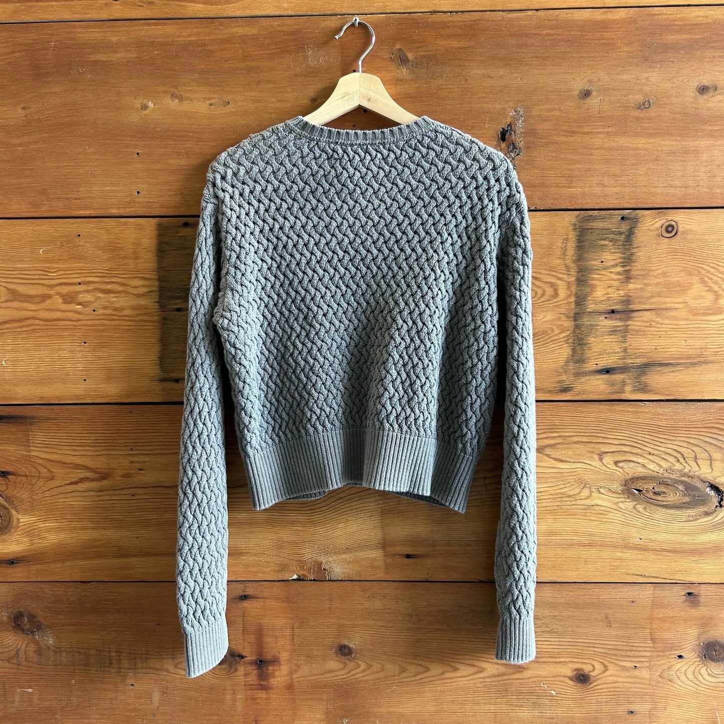 3 / L - The Great Gray Braided Knit Button Up Cotton Cardigan Sweater 0721DK