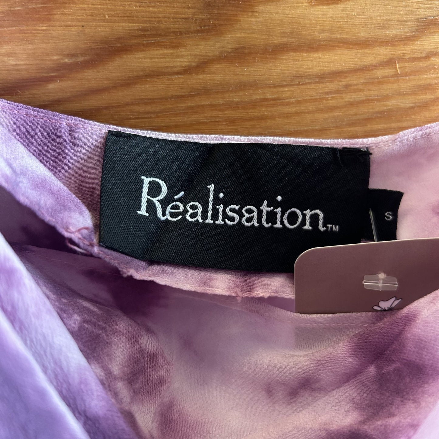 S - Realisation Purple Sleeveless Tie Dye Cowl Neck Midi Silk Dress 0810RL