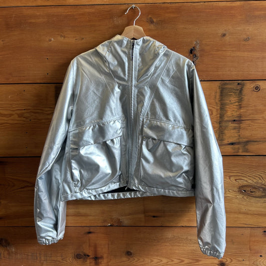 8 - Lululemon $298 Metallic Silver Lab W Hooded Zip Up Jacket NEW 0721DK