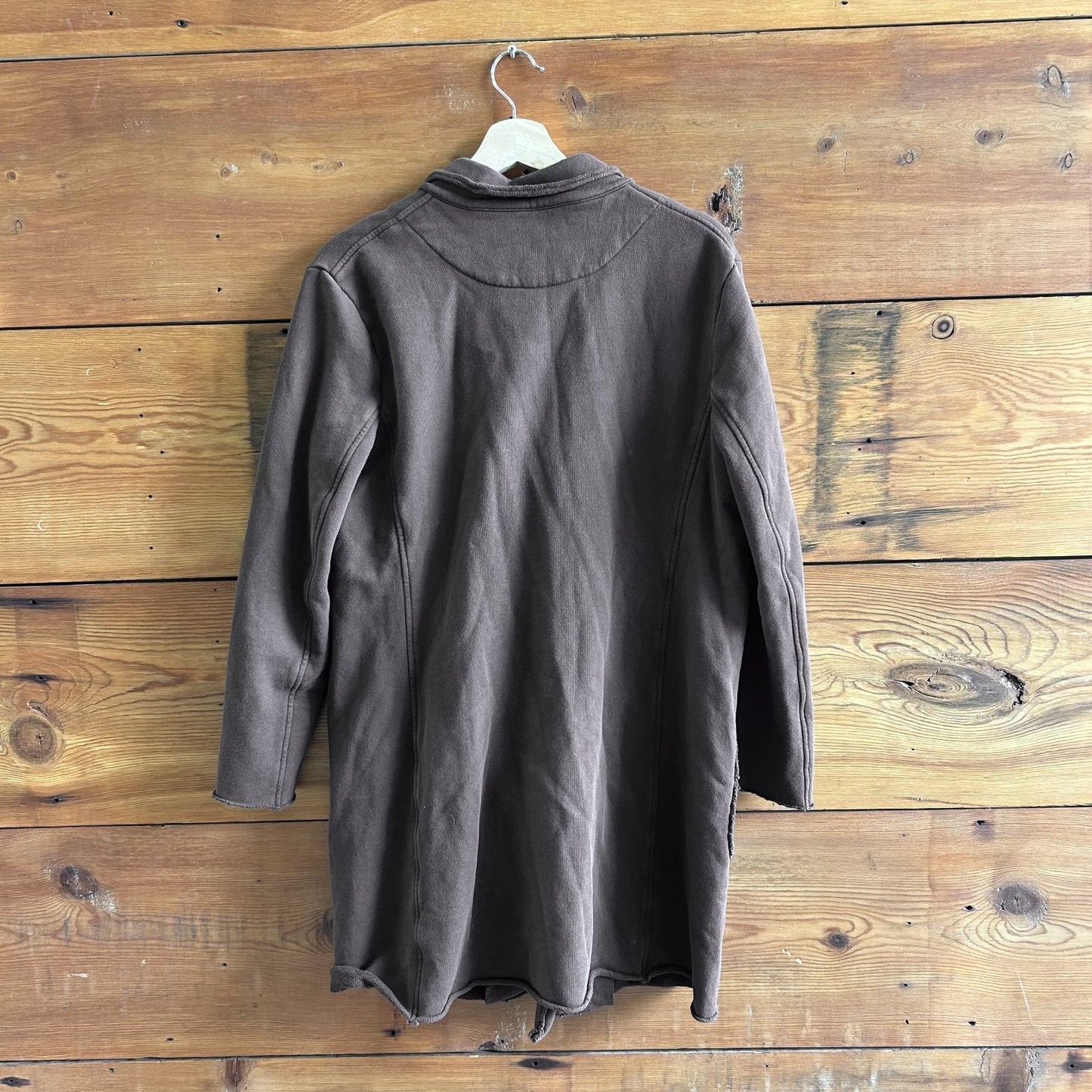 S - Frank & Eileen Dark Brown Button Up Lab Trench Sweatshirt Jacket 0721DK