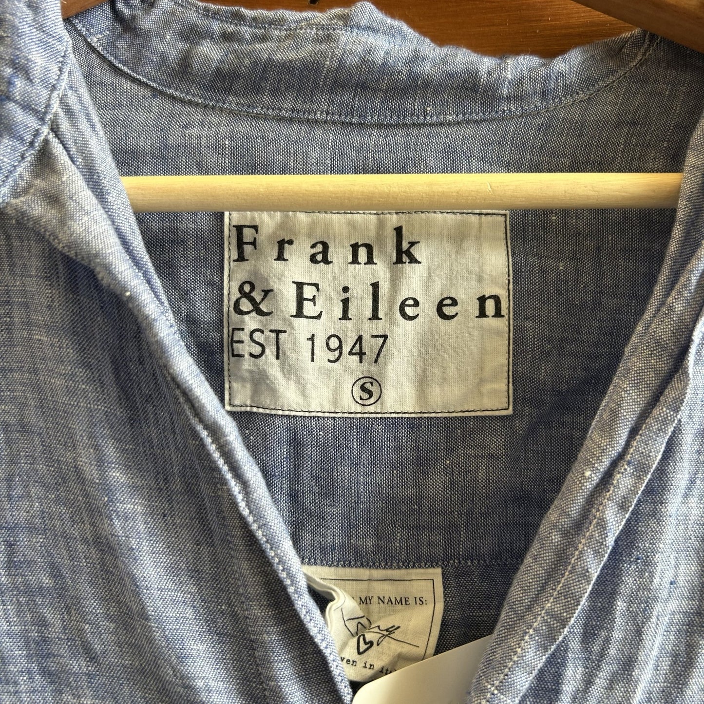 S - Frank & Eileen $308 Blue Chambray 100% Linen Rory Midi Shirt Dress 0721DK