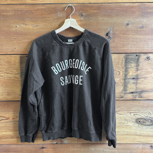 M - Clare V Black Crew Neck Pullover Bourgeoisie Sauvage Sweatshirt 0817JE