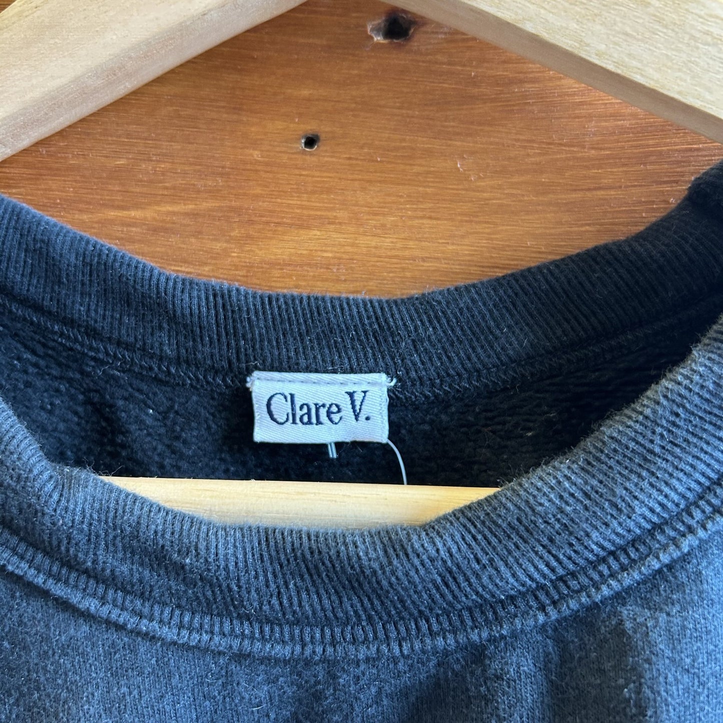 M - Clare V Black Crew Neck Pullover Bourgeoisie Sauvage Sweatshirt 0817JE