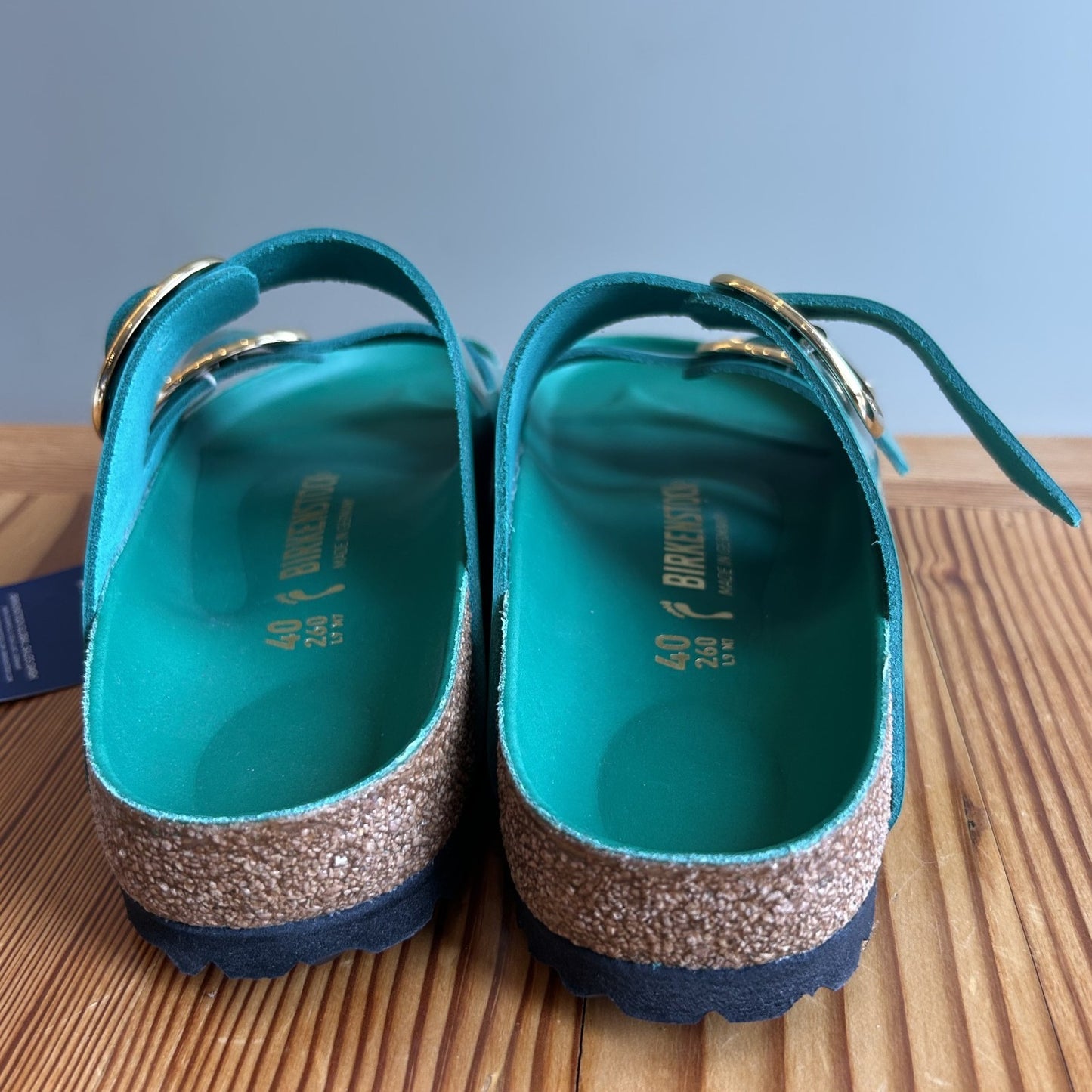 40 / 9-9.5 - Birkenstock Digital Green Big Buckle Arizona Sandals NEW 0817JE