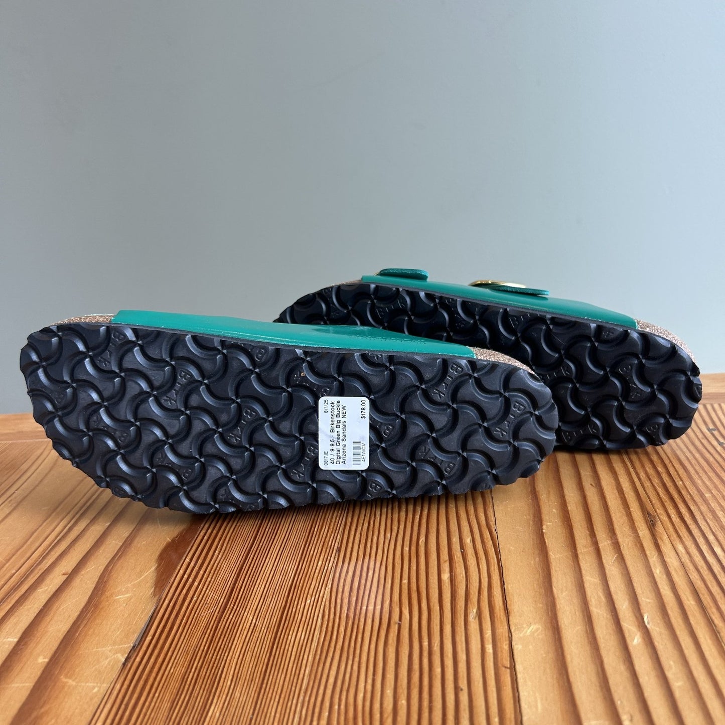 40 / 9-9.5 - Birkenstock Digital Green Big Buckle Arizona Sandals NEW 0817JE