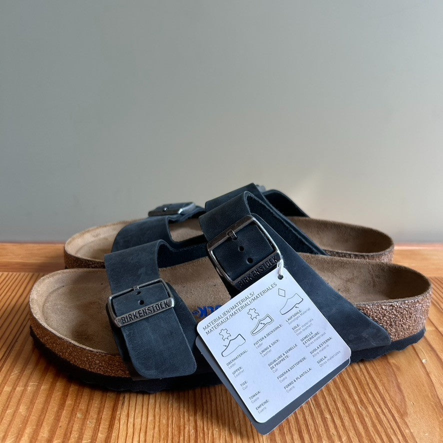 39 / 8 - Birkenstock Black Leather Arizona Soft Footbed Shoes NEW w/ Box 0721DK