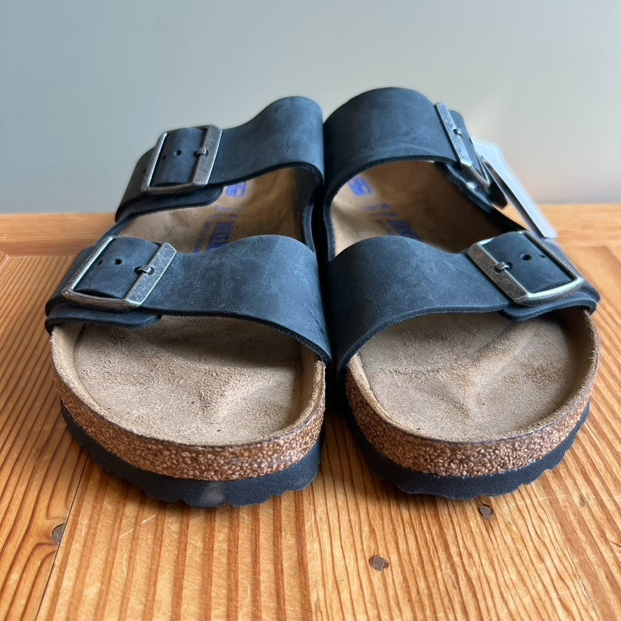 39 / 8 - Birkenstock Black Leather Arizona Soft Footbed Shoes NEW w/ Box 0721DK