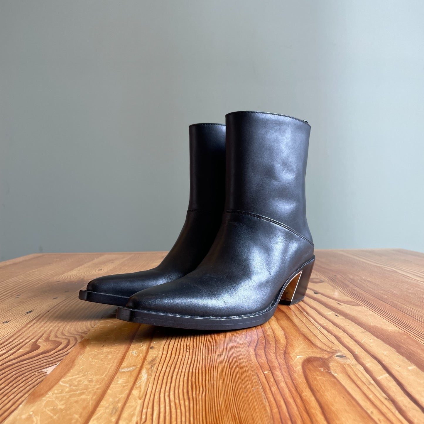 39 / 9 - 3.1 Philip Lim Black Leather $750 Pointed Downtown Ankle Boots 1125KG