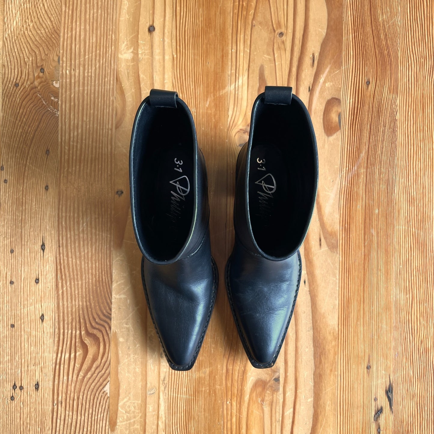 39 / 9 - 3.1 Philip Lim Black Leather $750 Pointed Downtown Ankle Boots 1125KG