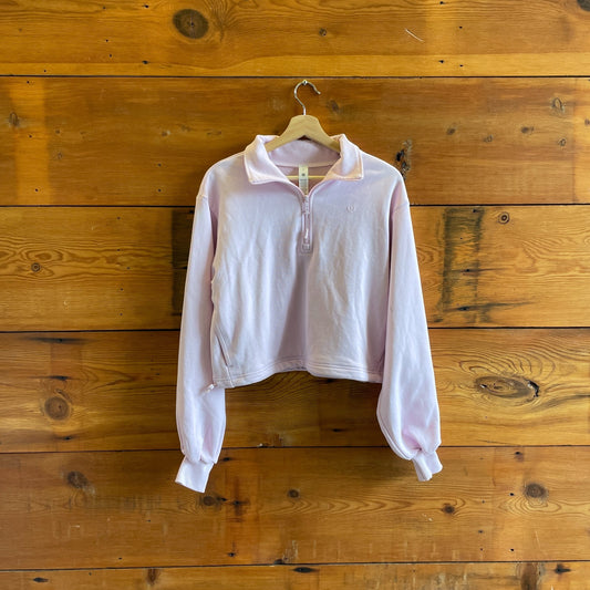 XS - Lululemon Light Pink $118 Cotton Terry Tennis Half Zip Sweatshirt 0703SC