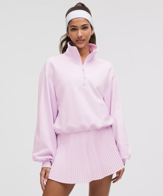 XS - Lululemon Light Pink $118 Cotton Terry Tennis Half Zip Sweatshirt 0703SC