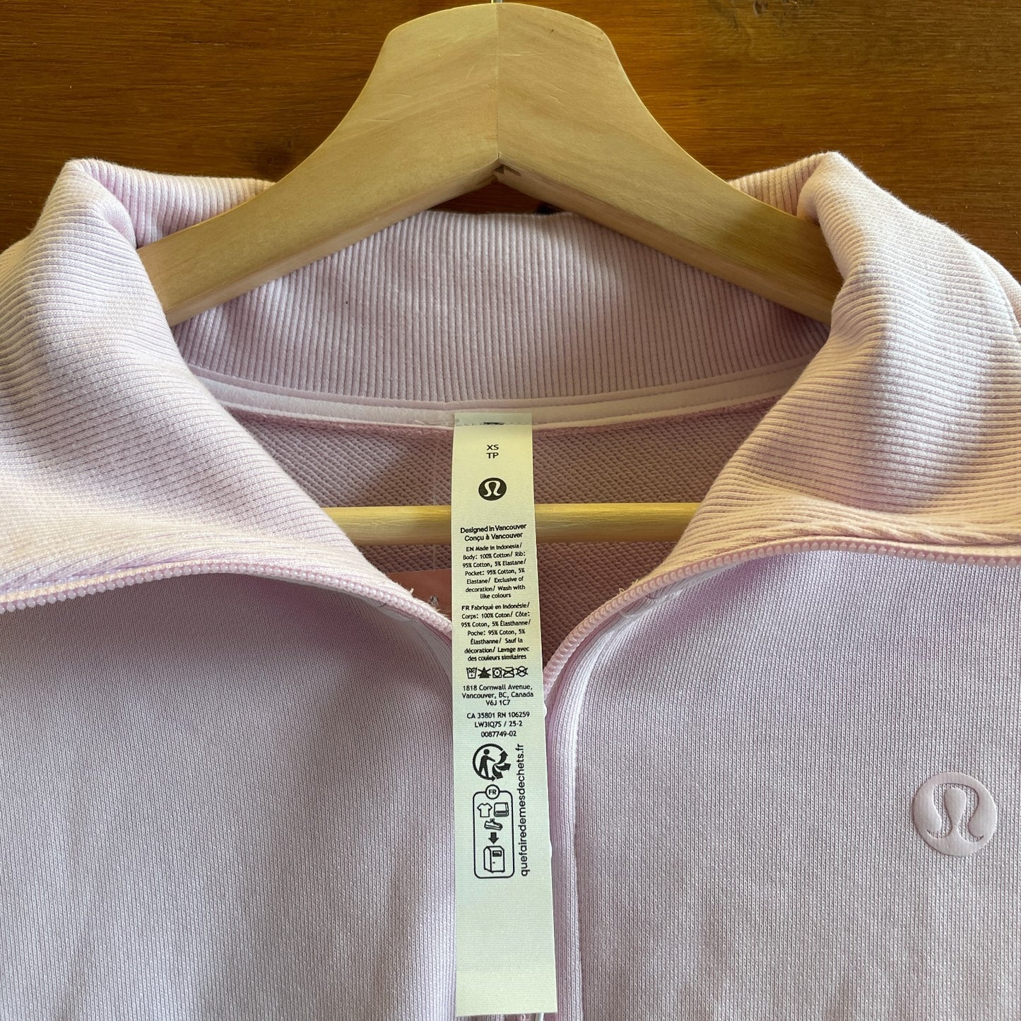 XS - Lululemon Light Pink $118 Cotton Terry Tennis Half Zip Sweatshirt 0703SC