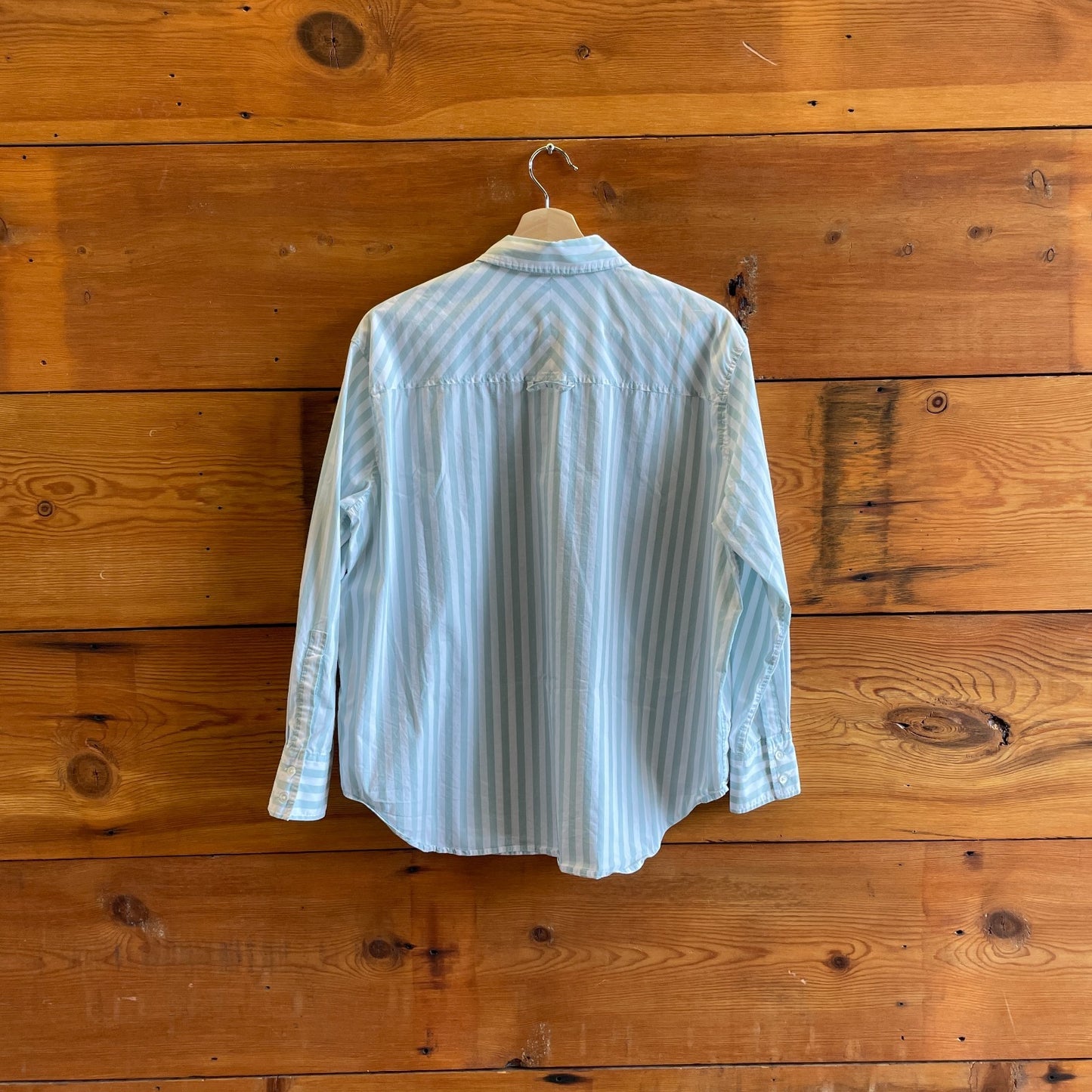 S - AYR Turquoise White Stripe Deep End Button Up Long Sleeve Shirt 1125KG