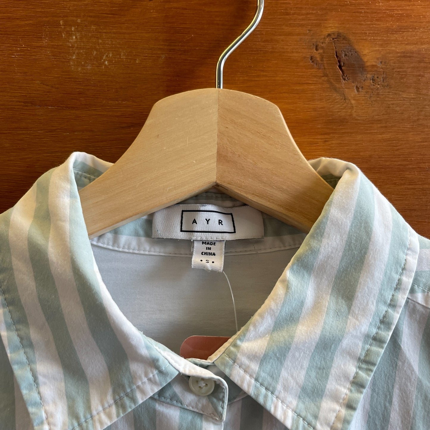 S - AYR Turquoise White Stripe Deep End Button Up Long Sleeve Shirt 1125KG