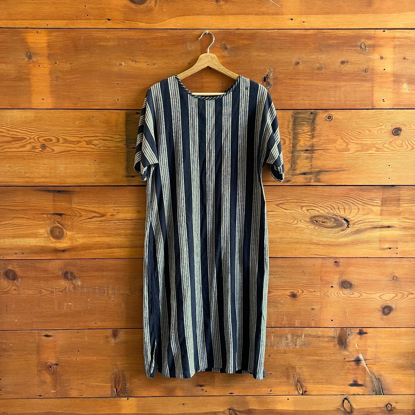 M - Ace & Jig Black & White Striped Short Sleeve Midi Dress 0815CH