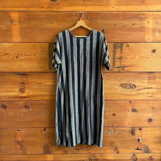 M - Ace & Jig Black & White Striped Short Sleeve Midi Dress 0815CH