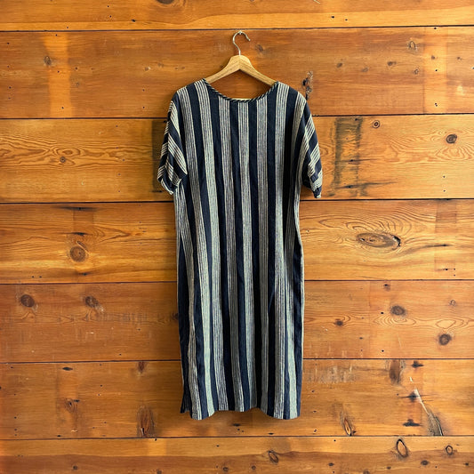 M - Ace & Jig Black & White Striped Short Sleeve Midi Dress 0815CH