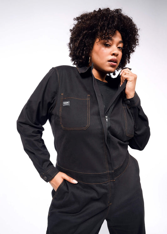 XS - Wildfang Black Long Sleeve Essential Coveralls Workwear Jumpsuit 0530JF