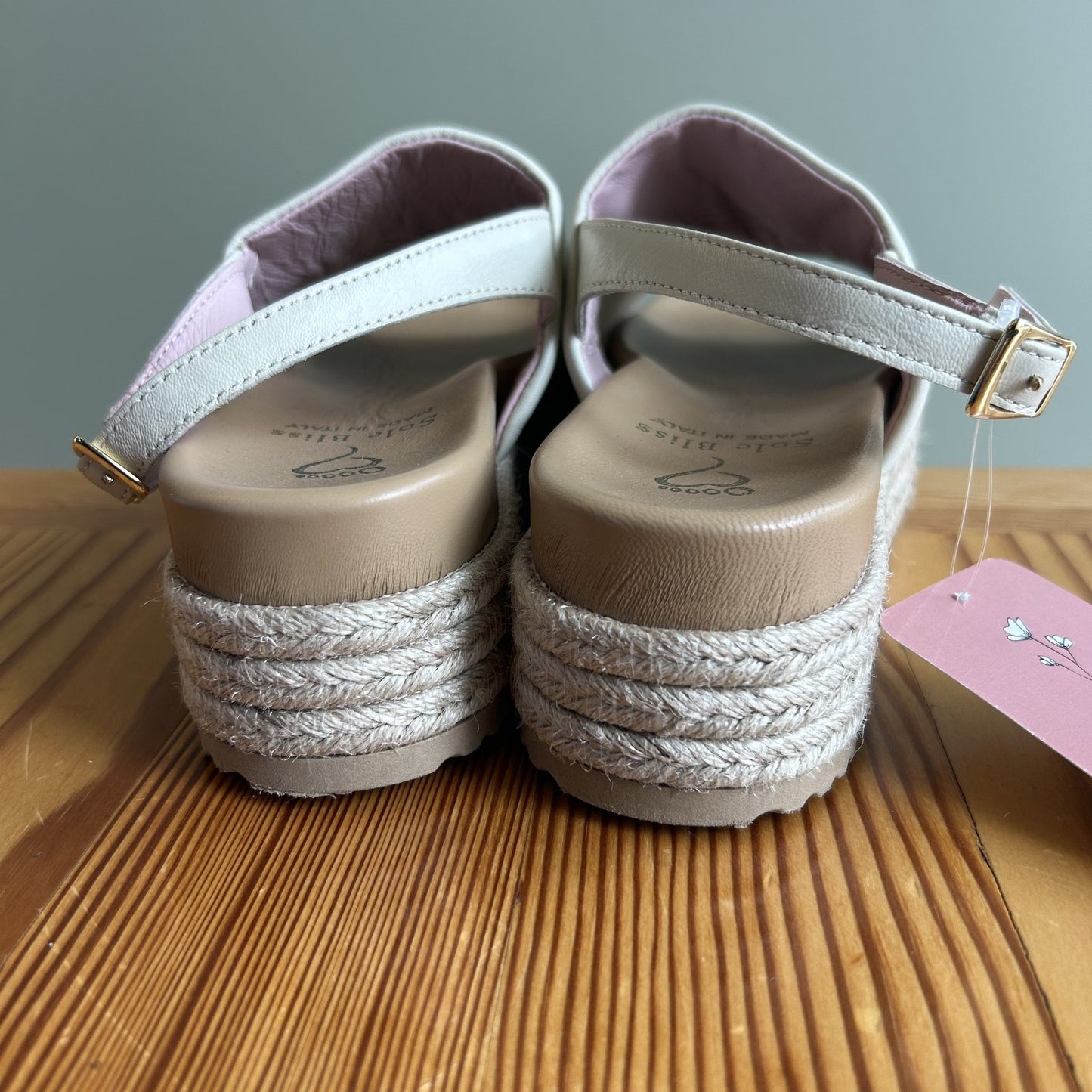 38 / 8 - Sole Bliss Brown Tan White Striped Bertie Espadrille Sandals 0603AG