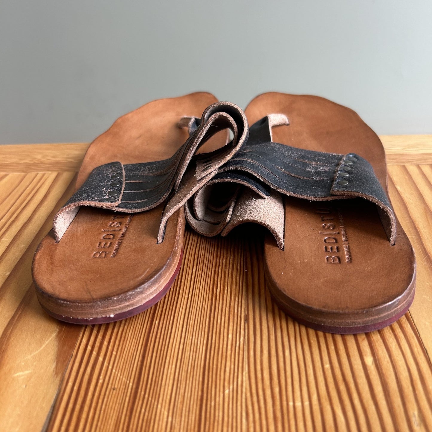 8.5 - Bed Stu Brown Leather Nemesis Flat Slide Slip-On Sandals 1206CC