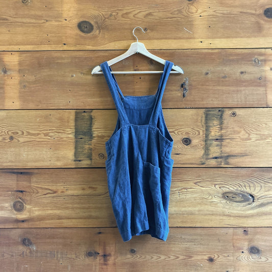 XS - Beaton Blue 100% Linen Romper Tie Strap Outfit Shortalls 0910BS