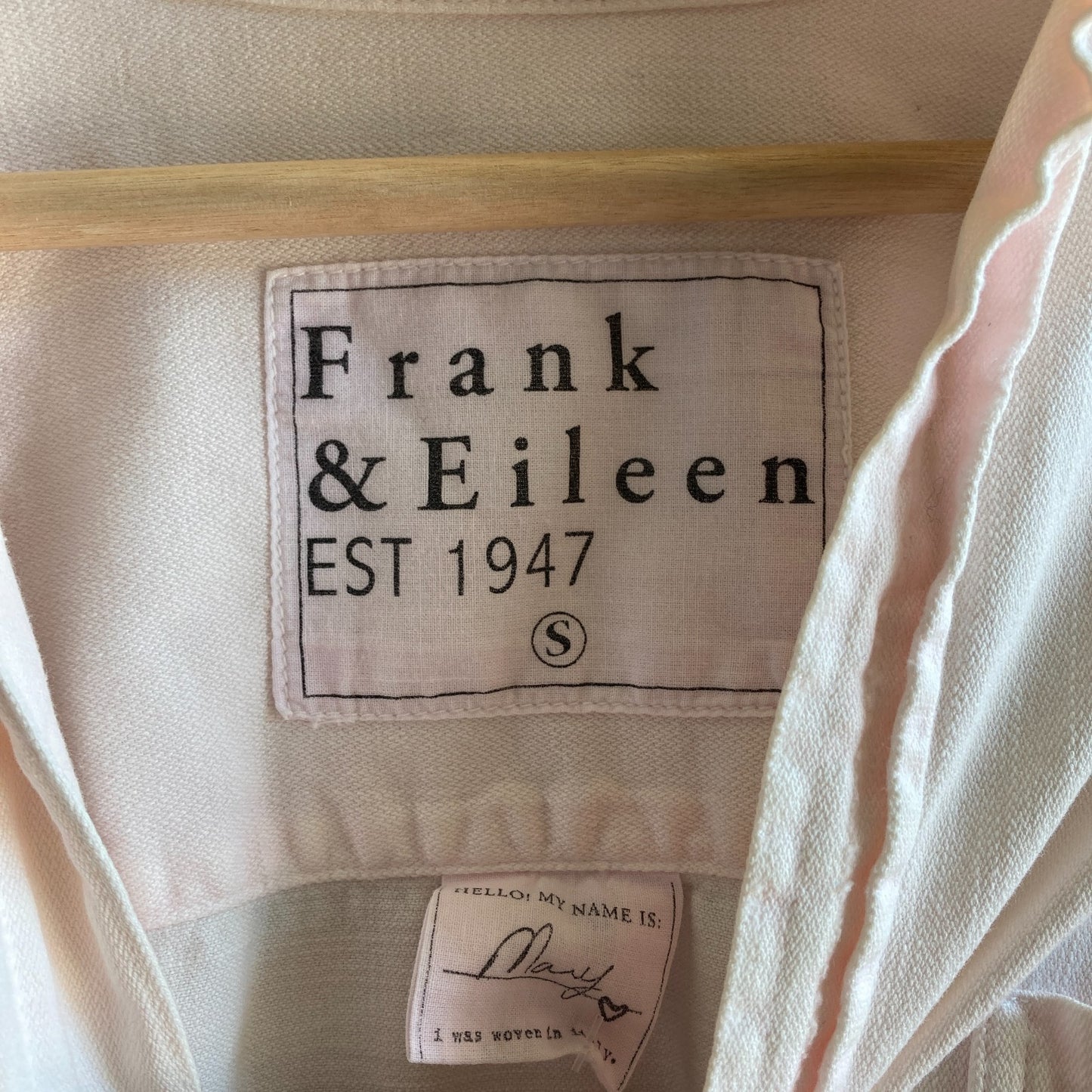 S - Frank & Eileen $328 Pale Pink Beige Tattered Cotton Mary Shirt Dress 0531AF