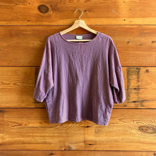 S - Curator SF Purple Gauze Half Sleeve Boxy Oversized Fit Shirt Top 1215RJ