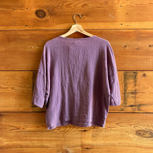 S - Curator SF Purple Gauze Half Sleeve Boxy Oversized Fit Shirt Top 1215RJ