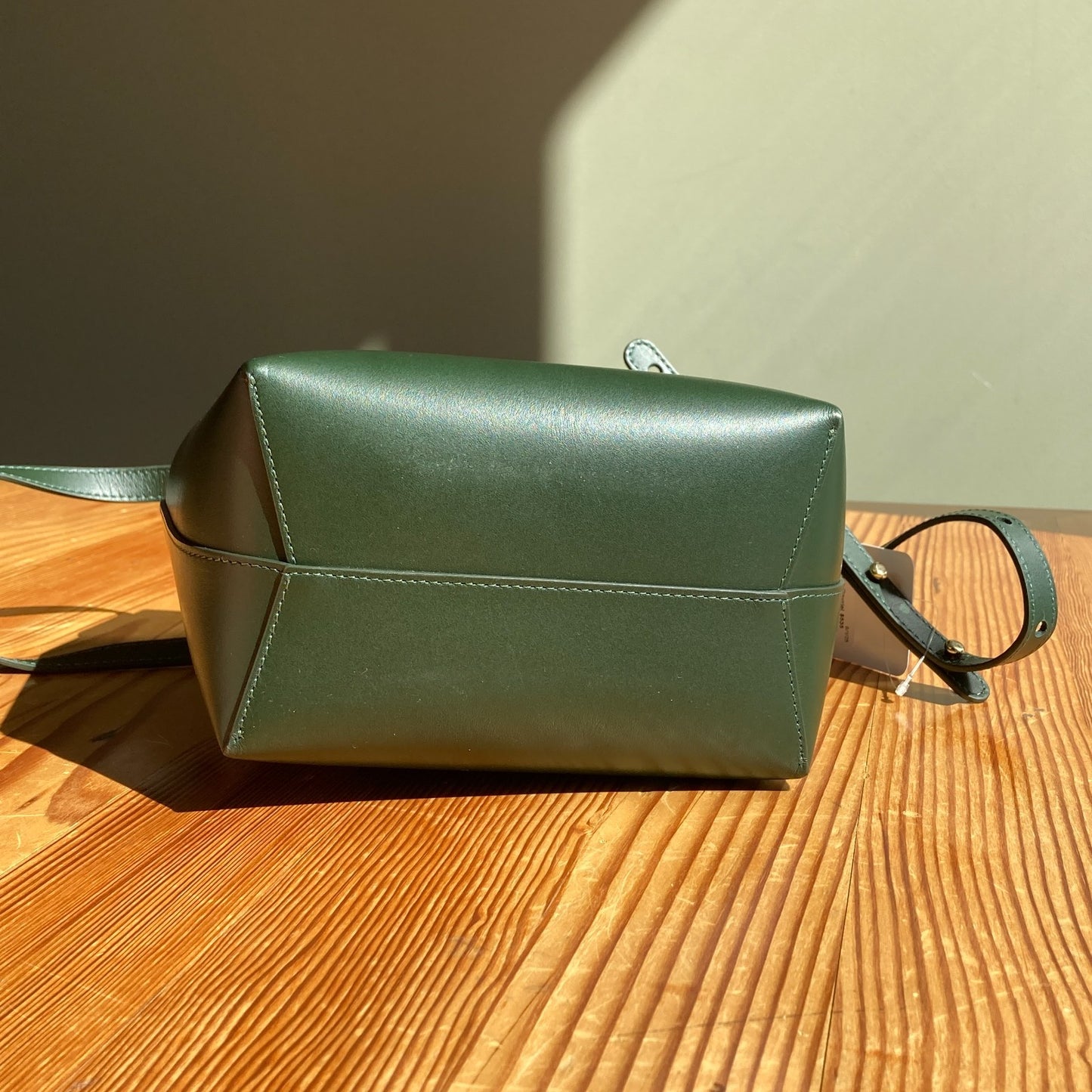 Mansur Gavriel $535 Forest Green Leather Bucket Crossbody Purse Bag NEW 0826NH