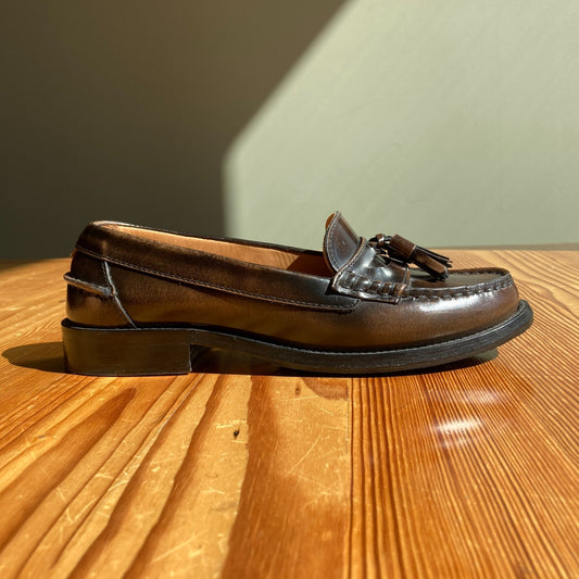 6.5 - Alohas $190 Nutmeg Brown Leather Terrane Loafers Shoes EUC w/ Box 0730EB