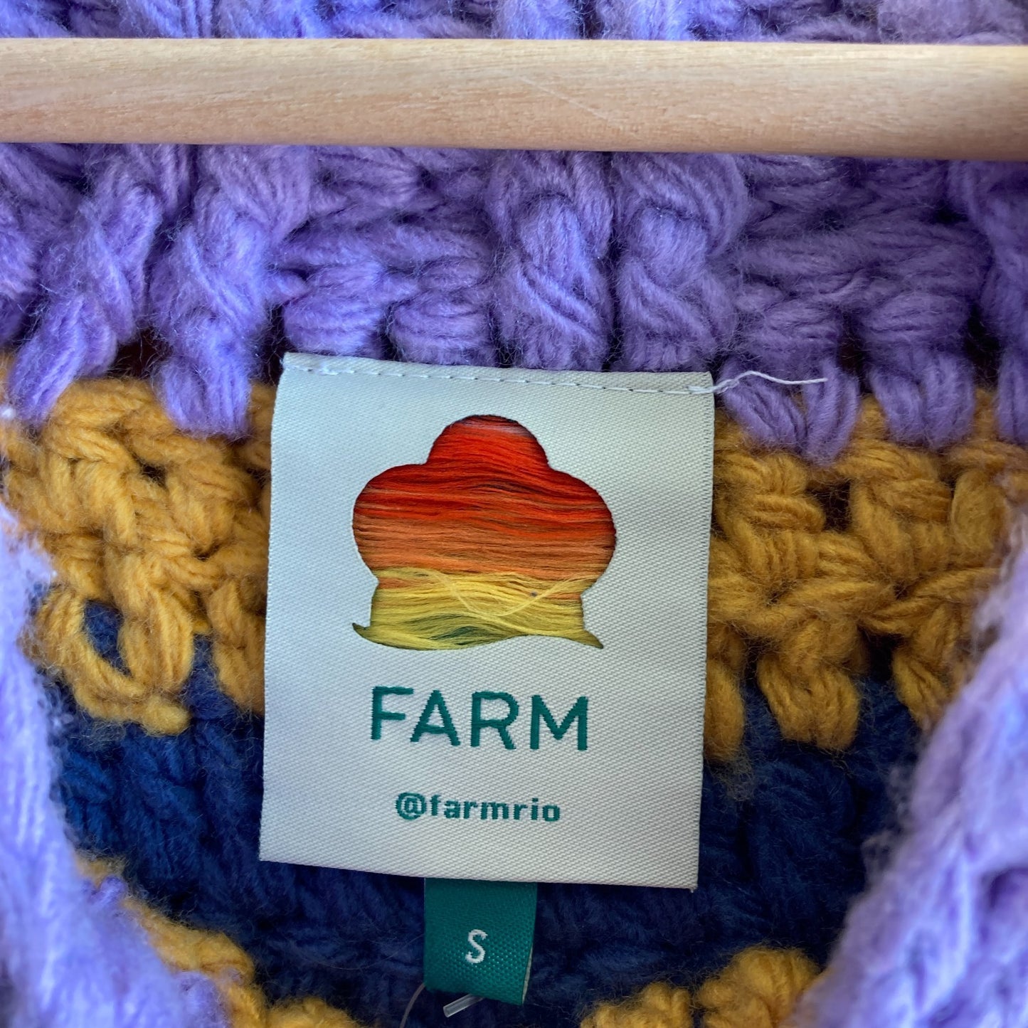 S - Farm Rio Bright Multi Color Rainbow Striped Chunky Knit Vest 0827RT