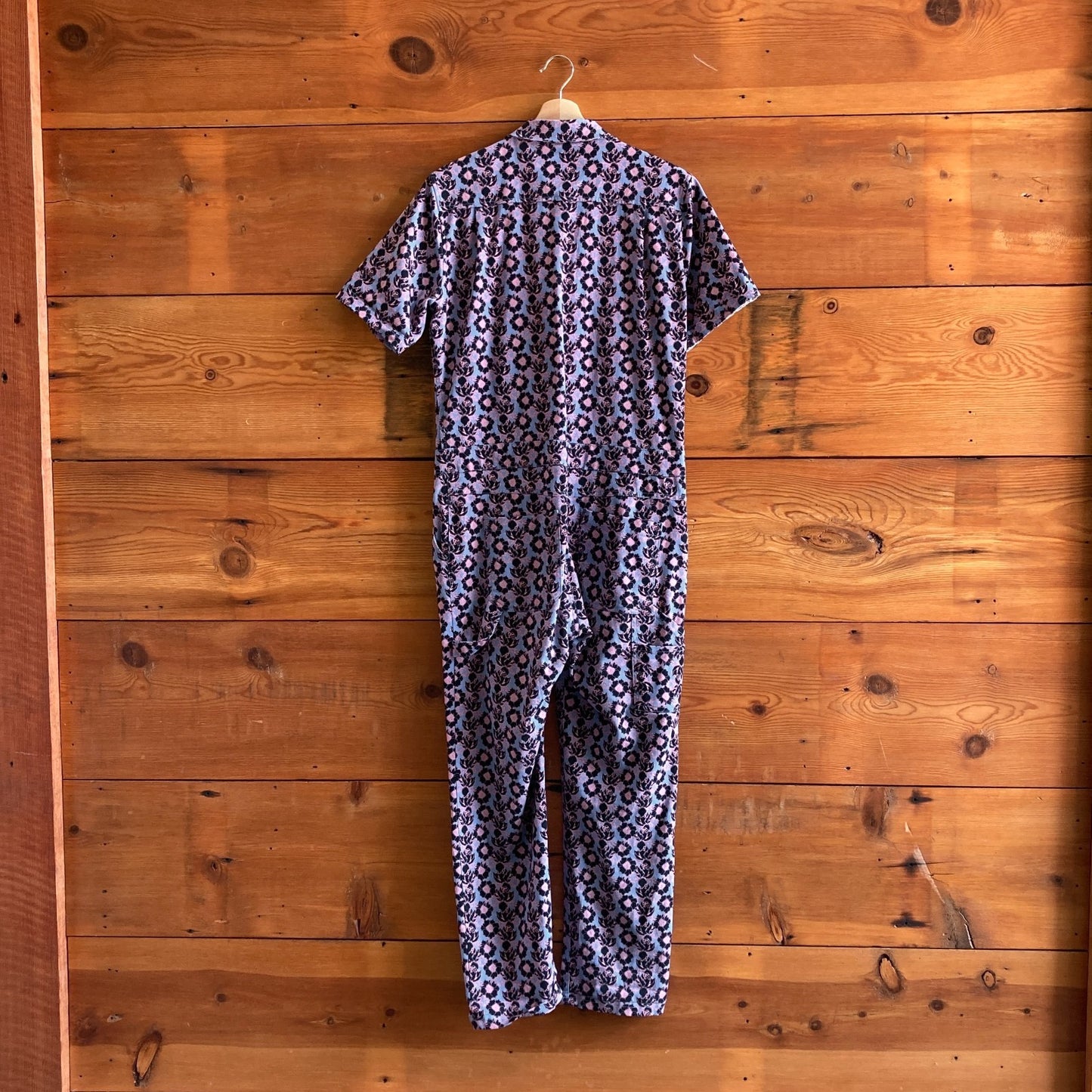 M - Wildfang Blooming Florals Short Sleeve Essential Zip Up Jumpsuit 0309ME