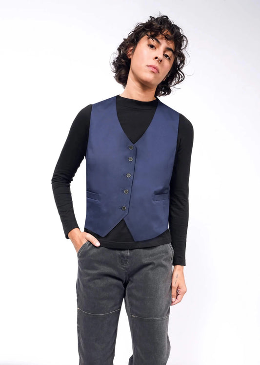 L - Wildfang NEW Navy Blue The Essential Vest 0530JF
