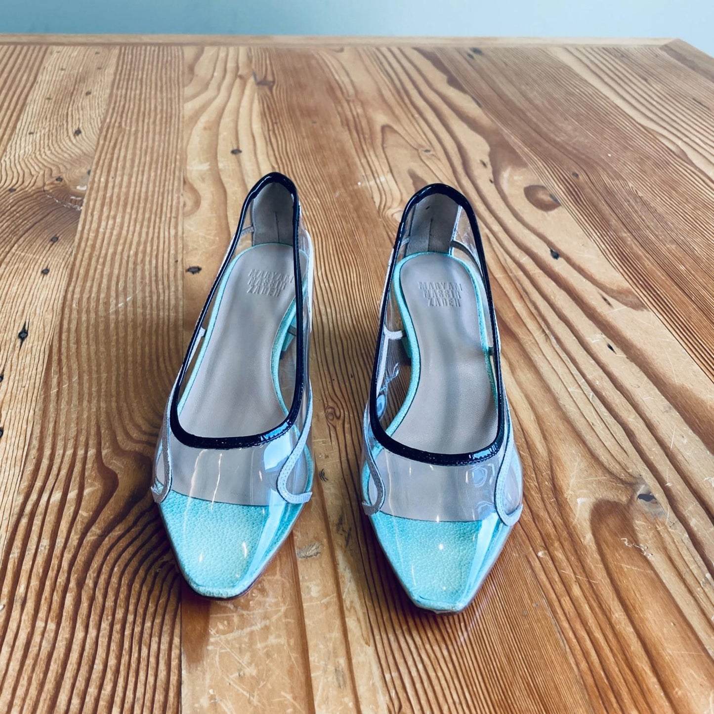 36 / 6 - Maryam Nassir Zadeh Clear Aqua Naima Pumps Shoes w/ Box 0103SA