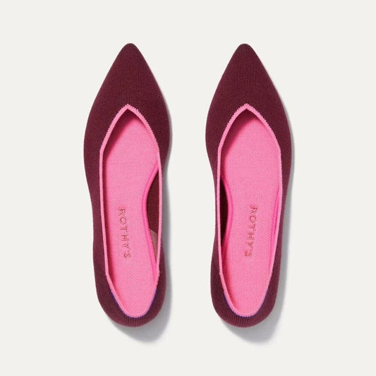 9 - Rothy's Currant Pink Merino Retired Pointed Toe Flats Shoes NEW 0523HS