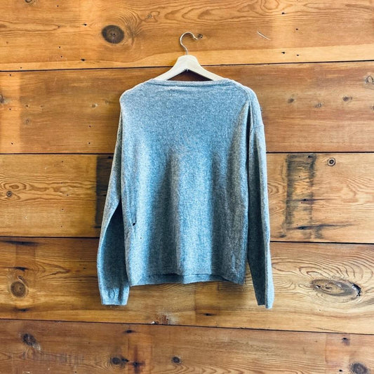 S - Nili Lotan Gray Manufactured Holes Wool Cashmere Pullover Sweater 0721DK